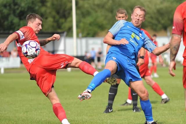 Brad Grayson in action for Rossington Main against AFC Mansfield. Picture: Russ Sheppard/Offthebenchpics