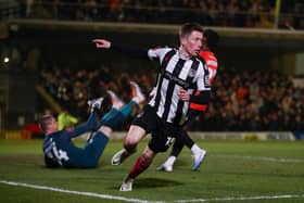 LATEST RECRUIT: Harry Clifton scoring for Grimsby Town