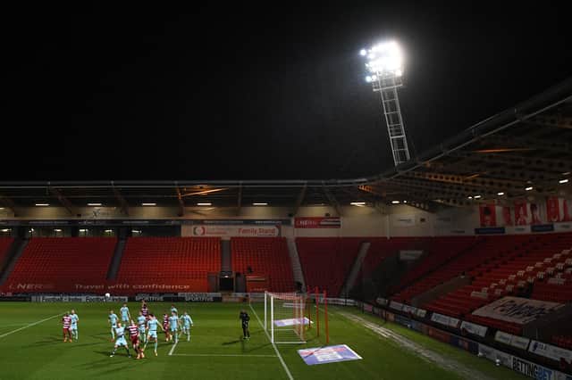 Behind closed doors at the Keepmoat Stadium. Photo: George Wood/Getty Images