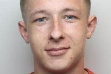 Pictured is Harry Trench, aged 20, of Daylands Avenue, at Conisbrough, Doncaster, who was sentenced at Sheffield Crown Court to 18 months of custody after he admitted threatening behaviour, causing criminal damage, obstructing a police officer, failing to comply with a community order, failing to surrender to custody and a burglary.