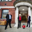 Cllr Nigel Ball, Mayor Ros Jones, Paddington, Anthony Dillon and Matt Hutton at Danum Gallery, Library and Museum.jpg