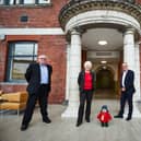 Cllr Nigel Ball, Mayor Ros Jones, Paddington, Anthony Dillon and Matt Hutton at Danum Gallery, Library and Museum.jpg