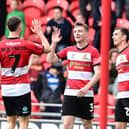 James Maxwell celebrates his goal in Doncaster's 4-0 win over Accrington Stanley.