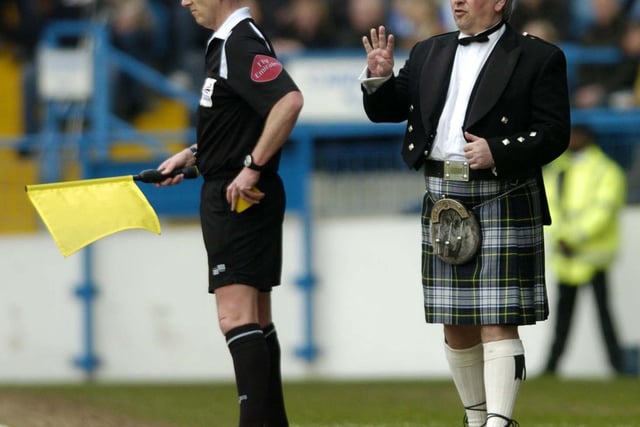 Wednesday manager Paul Sturrock wearing a kilt on the touchline in April 2006.