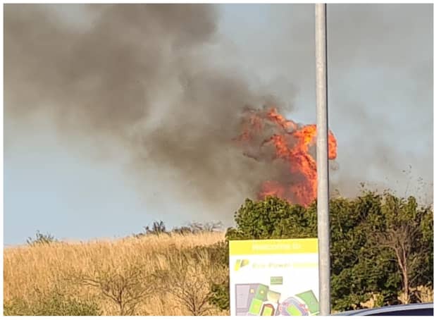 Fire breaks out near to the Eco Power Stadium last night. (Photo/Video: Judith Allam).