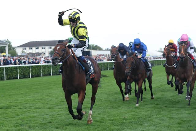Who will emulate David Egan riding Eldar Eldarov in winning the Cazoo St Leger Stakes at Doncaster Racecourse on September 11, 2022 in Doncaster, England. (PIcture: Eddie Keogh/Getty Images)