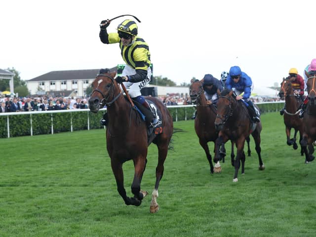 Who will emulate David Egan riding Eldar Eldarov in winning  the Cazoo St Leger Stakes at Doncaster Racecourse on September 11, 2022 in Doncaster, England. (PIcture: Eddie Keogh/Getty Images)
