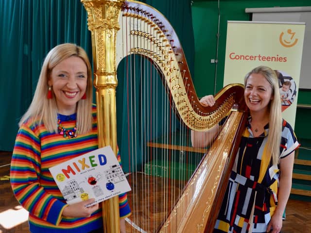 Polly Ives and harpist Louise Thompson