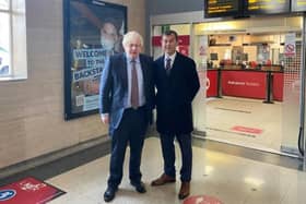 Don Valley MP Nick Fletcher with Prime Minister Boris Johnson at Doncaster Station last year