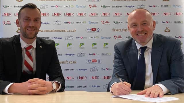 Club Doncaster chief commercial officer Jon Warburton and Eco-Power commercial director Louis Calders