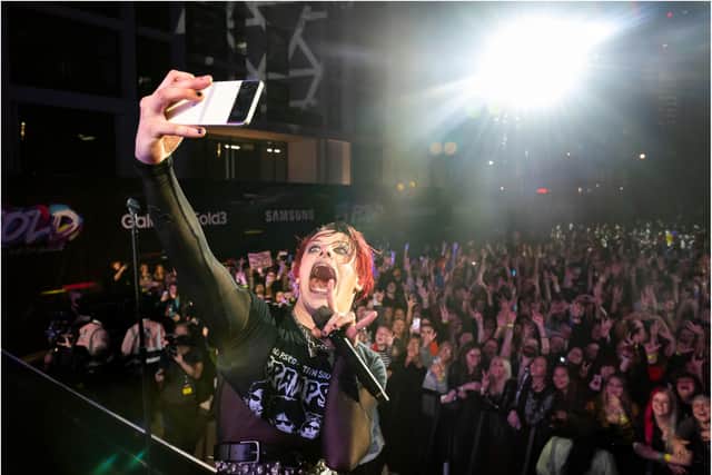Yungblud rocks out at an intimate gig in London to promote Samsung's new phone range.
