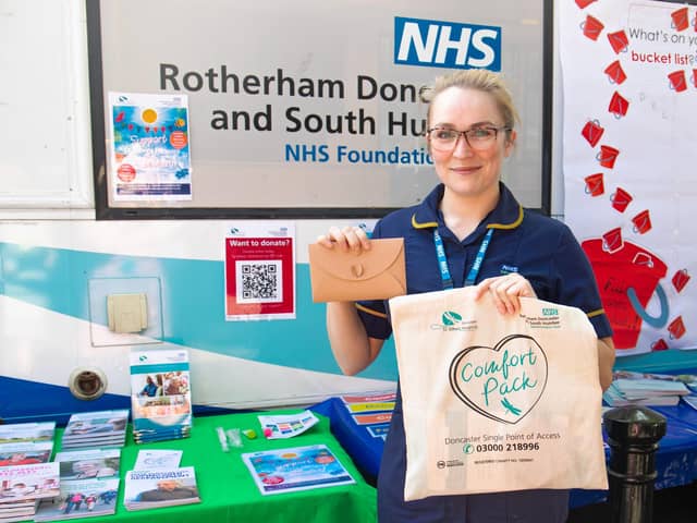 St John’s Hospice Clinical Nurse Specialist Beth Haywood is pictured with the Comfort and Bereavement Packs.