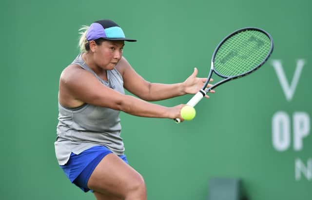 Doncaster's Tara Moore in action against Eden Silva at the Viking Open at Nottingham Tennis Centre. Photo: Nathan Stirk/Getty Images for LTA