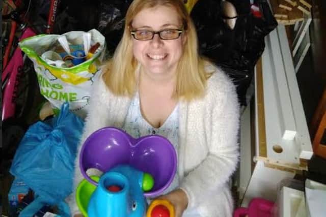Leanne Bradley with  some of the toys collected by Doncaster Parents' Voice