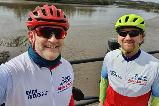 Mal Craghill (leftL) and Martin Wintermeyer training for their cycle challenge