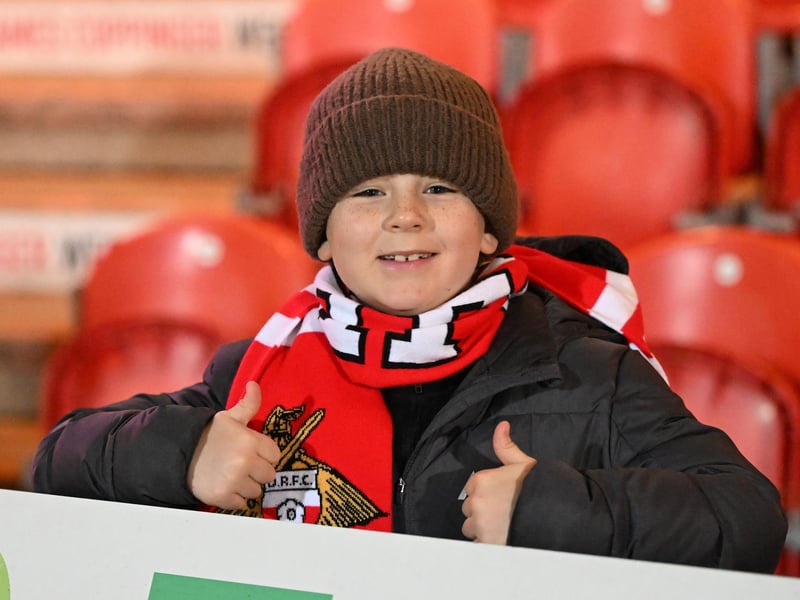 Doncaster Rovers fans watching the derby win over Huddersfield.