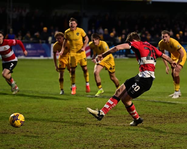 Joe Ironside dispatched Doncaster's late penalty las weekend at Sutton.