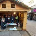 Police are based in a Christmas cabin as part of the annual festive market in Doncaster.