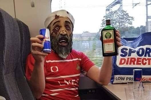 Doncaster Rovers fan "Macca" Kennedy, handed a lifetime ban by the club, shared a photo dressed as Osama Bin Laden, while following Rovers. (Photo: Facebook).