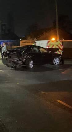 A car damaged in a crash in Rossington.