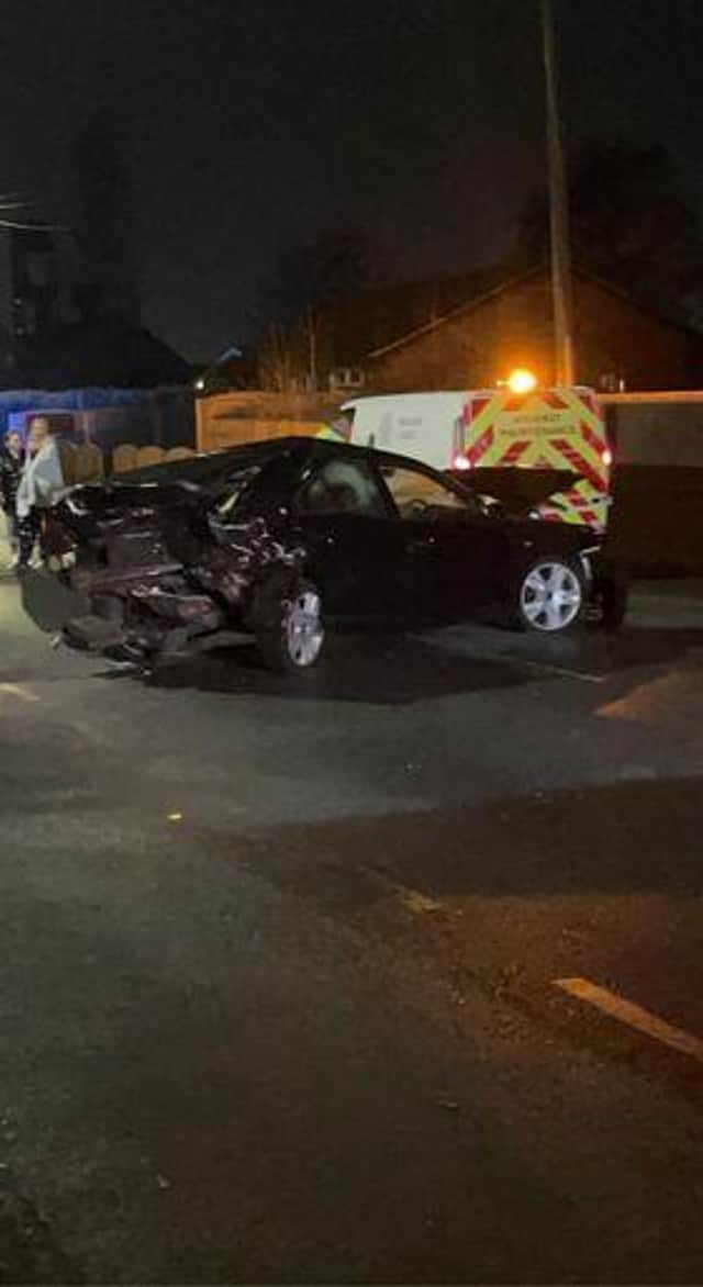 A car damaged in a crash in Rossington.