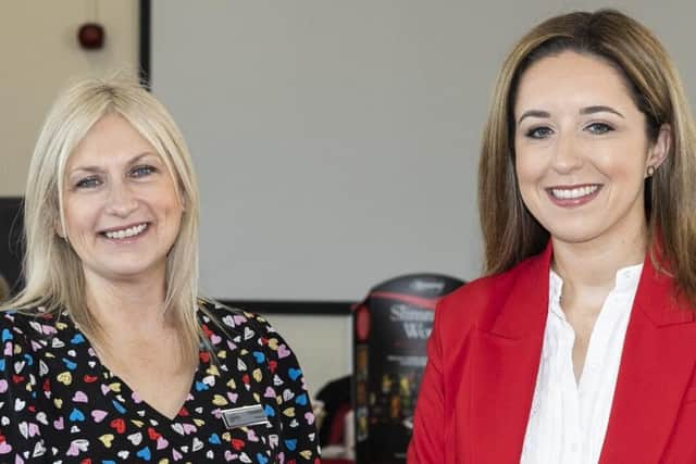Sally Jameson, Labour candidate, meets Slimming World Consultant Amanda Horsman