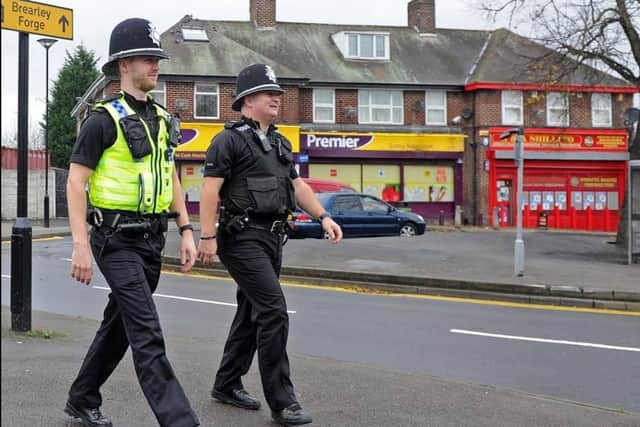 Regular police officers on patrol