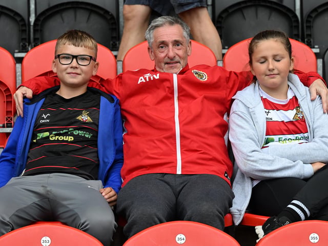Doncaster Rovers fans watch the win over Gillingham.