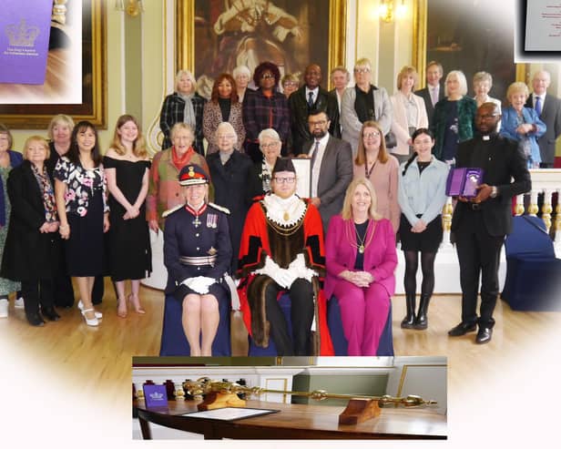Cantley Neighbourhood Centre Volunteers receiving the King's Award for outstanding voluntary services.