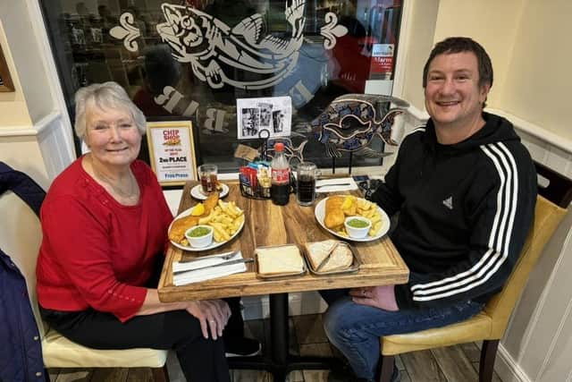Pat and Lee Plevey enjoyed a free meal courtesy of Harry's Fish Bar and Restaurant.