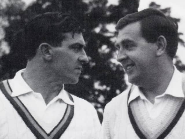 Mike Cowan, right, with Fred Trueman.