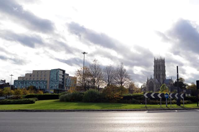 General view of Doncaster featuring the minster