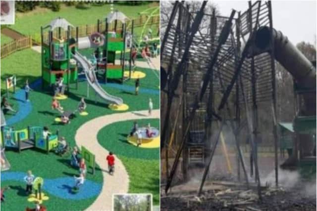 The playground has been rebuilt after a devastating arson attack.