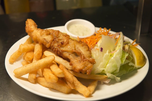 Dine on classic dishes such as fish and chips.