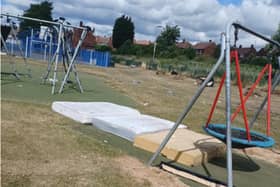 Old mattresses and sofas were dumped in the popular play park. (Photo: Mexborough First).