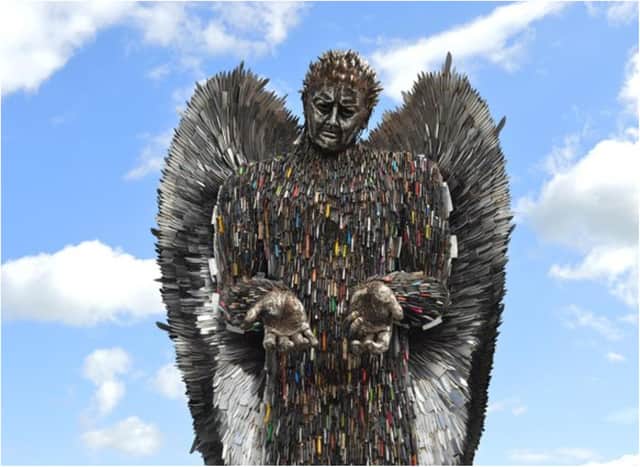 The dramatic Knife Anget statue.