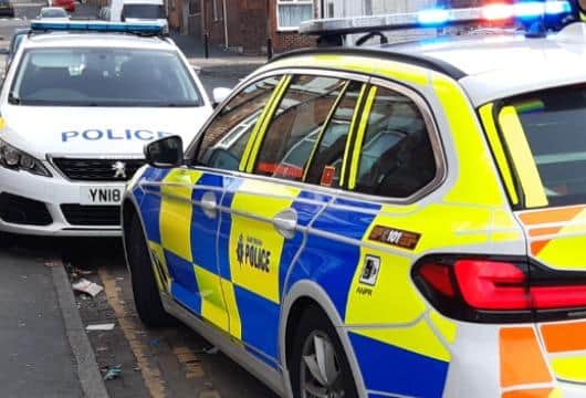 File picture shows South Yorkshire Police cars at an incident