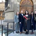 Shauna Flannigan (centre) with her partner Adam, mum and two sisters at her graduation in Edinburgh.