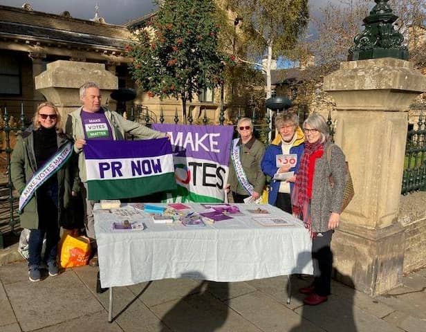 Anna Dixon visiting MVM's street stall outside the Salt Building