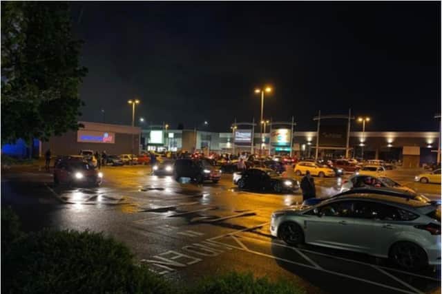 Police were called to the car meet on York Road on Saturday night.