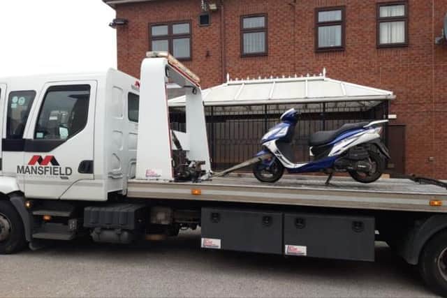 This scooter was seized by police in Doncaster West in August. PIcture: South Yorkshire Police