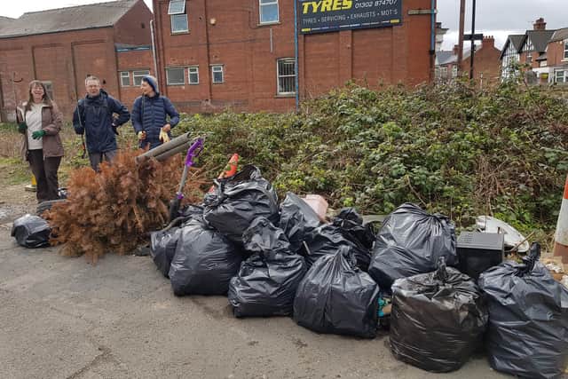 Patrick Sharkey and his team of litter pickers took 80 bags of rubbish from Mill Dike in Bentley.