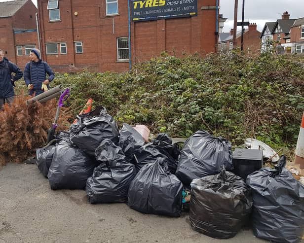 Patrick Sharkey and his team of litter pickers took 80 bags of rubbish from Mill Dike in Bentley.