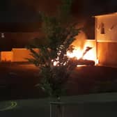 The car fire on Carr House Road in the early hours of this morning