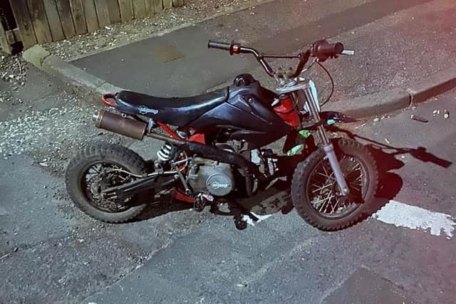 Off-road bike which was seized in Balby.