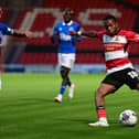 Deji Sotona in action for Doncaster Rovers against Everton Under-21s in the EFL Trophy.