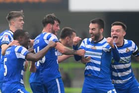 Ben Close celebrates his winner for Doncaster Rovers.