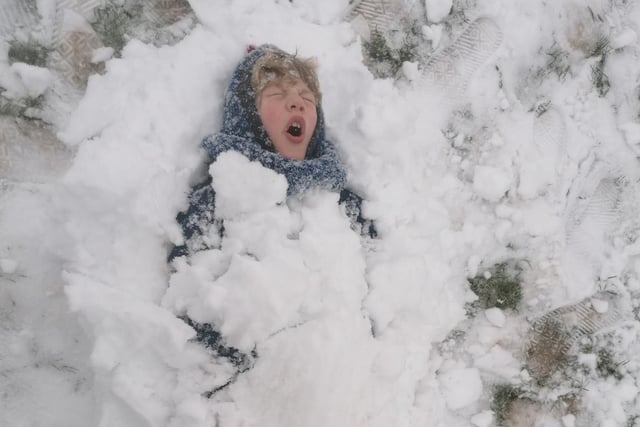 It looks a bit cold making this snow angel! Sent in by Emma Jayne.