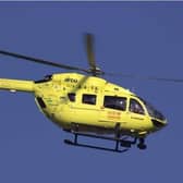 The air ambulance landed at the scene of a serious incident in Rossington yesterday.
