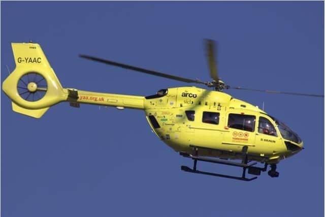 The air ambulance landed at the scene of a serious incident in Rossington yesterday.